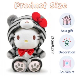 Kit-ty Plush Cuddly Toy, 21 cm, Anime Cartoon Plush Toy, Plush Doll Toy, Children's Plush Toy, Stuffed Animal Toy for Boys and Girls