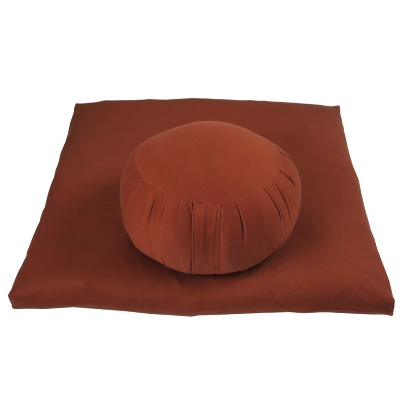 Kapok Zafu, Zabuton and Support Meditation Cushion Set (3pc), Clay