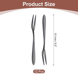 sourcing map 12 Pcs Pickle Fork, 5.2 Inch Olive Fork with Long Handle, Stainless Steel Cocktail Forks, 2-Tine Fork for Dessert Cocktail Fruit and Vegetable Black