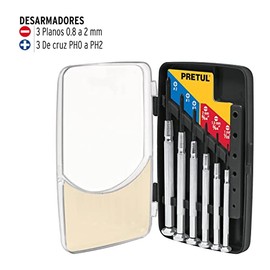 Pretul J-DEJ-6P, Juego con desarmadores metálicos de precisión , 6pzas, Pretul