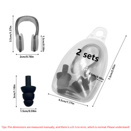 Charming Decoration Waterproof Swimming Earplugs & Nose Clip Set 2pcs Unisex Adult Swim Gear for Pool Snorkeling