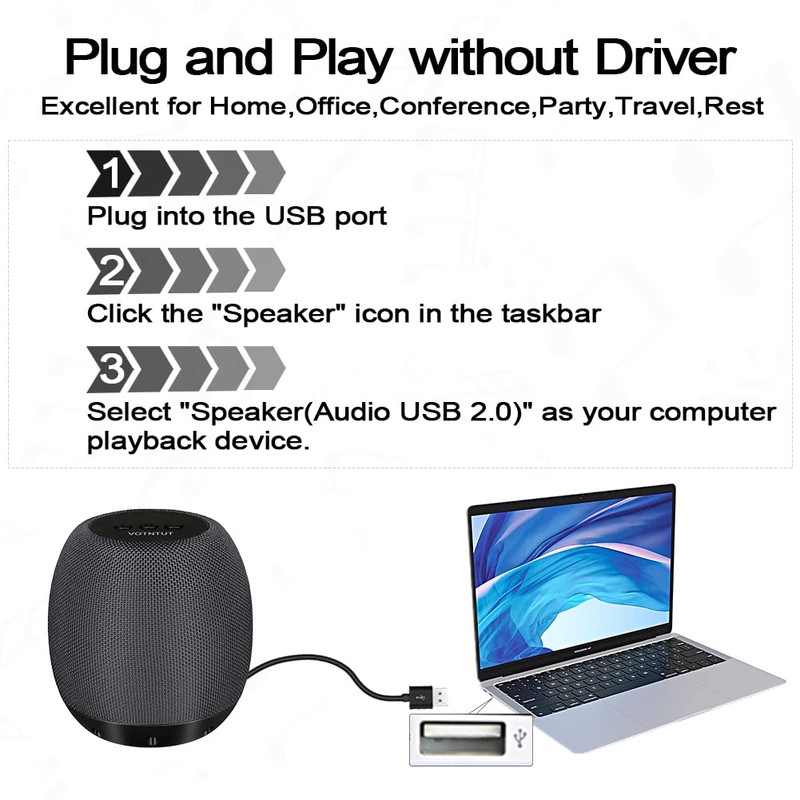 YYV USB PC Speaker, Wired Computer Speaker for Desktop/Laptop/Notebook, Mini