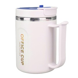 Taza de café Aislada de Acero Inoxidable, Taza de café de Acero Inoxidable con Fondo Antideslizante, Doble Capa Antiescaldado, Capacidad de 500 Ml con Cuchara para Oficina (BLUE)