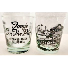 OLD TONY'S ON THE PIER Black Logo Redondo Beach Fire Chief Mai Tai Glass Set | 2