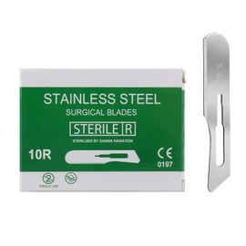 10R Dermaplane Blade,Sterile Surgical Blades,Stainless Steel Scalpels Surgical,Scalpel for Dermaplaning(Box of 100,Individually Packed)