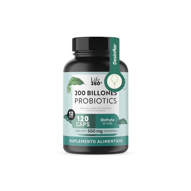 Life 360 Probióticos 200 Billones 120 Cápsulas 1100mg Por Porción