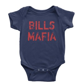 One-Piece Distressed Bills Mafia Red Print 24 Months Navy Blue Romper