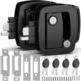 PAULINN RV Door Lock Replacement - Black 100% Metal Paddle Deadbolt Lock, IP67 Waterproof Camper Door Lock with 4 Keys (2 Pack)