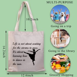 Dance Lover Gift Dancer Tote Bag For Women Girls Dance Teacher Dance Team Inspirational Gift (Dance the rain TGCA)