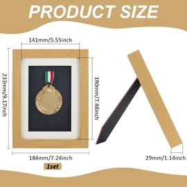 FINGERINSPIRE Medal Display Frame 6x8inch Light Khaki Wooden Medal Display Stand Photo Frame Display Stand Medal Holder Frame Medal Display Case Badge Box Frame for Medal Display Athletes