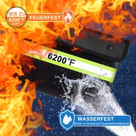 Fireproof Bag 6500°F, Improved Fireproof Money Bag with Waterproof Zip for Cash, 10 Layers of Insulation/Reflective Strips, with Handle for Important Documents