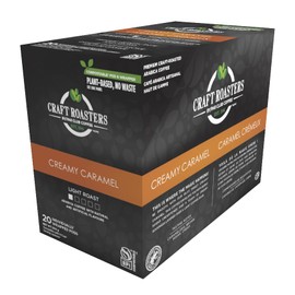Club Coffee Craft Roasters Creamy Caramel - Flavoured Light Roast Single Serve Coffee K-Cup Pods, Compostable Coffee Pods, Keurig Brewer Compatible, Rainforest Alliance Certified, 20 Count