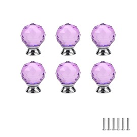 FEEIMOL Pack of 6 Colourful Crystal Cabinet Knobs, Drawer Handles, Furniture Knobs, Cupboard Drawer, Door Knobs, Dresser Knobs, Handles for Kitchen Cabinets, Single Hole