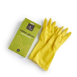 Eco Living Environmentally Friendly Plastic Free Natural Latex Rubber Gloves, 100% Plastic-Free, Suitable for Vegans (Yellow, Small)