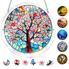Cherry Blossom Acrylic Puzzle Suncatcher, DIY Suncatcher Puzzle Decor