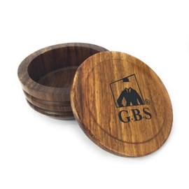 G.B.S - Wood Shaving Mug/Bowl With Lid 3.5" Diameter - Shave Soap Clean With Cover. Enhance Your Wet Shave | A Hundred Percent Satisfaction.
