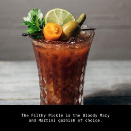 Filthy Food Filthy Pickle Stuffed Olives - Premium Martini Garnish - Non-GMO & Gluten Free - 8oz Jar, 4 Count (Packaging May Vary)