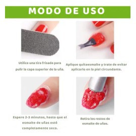 Kit Remover Magic Jr Empujador Retiro De Uñas Acrílicas Gel                                                                                           