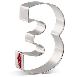 LILIAO Number 3 Cookie Fondant Biscuit Cutter for Birthday/Anniversary/Special Day - 2.4 x 3.6 inches - Stainless Steel