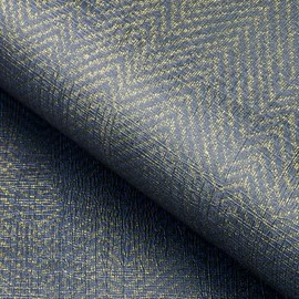 Papel tapiz FunStick Gold Navy Blue Grasscloth, papel tapiz autoadhesivo texturizado de tela en chevrón para dormitorio y baño, papel contact removible en azul imitación de pasto, 12x200