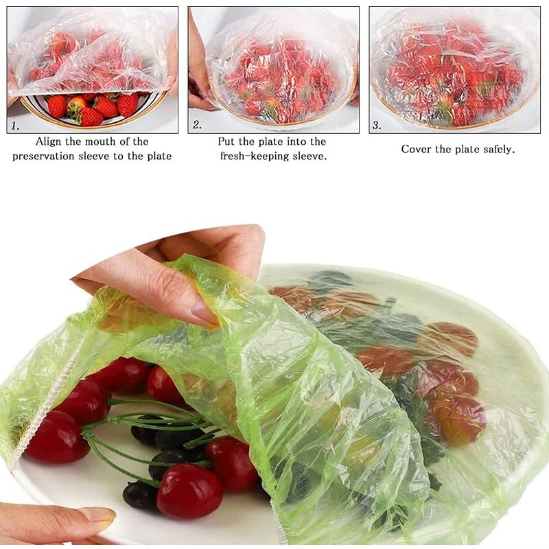 Plastic Bowls Cups Covers, 100 Pieces Plastic Food Cover, Food