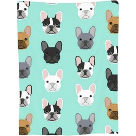 CZ-XING French Bulldog Printed Wall Hanging Tapestry French Bulldog Face Throw French Bulldog Blanket Dog Soft Cozy Flannel Camping Office Travel