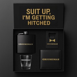 Brosash Credit Card Bottle Opener Set - Groomsmen Gifts, Best Man, Groom Bottle Openers Set - Durable Stainless Steel Cap Opener for Bachelor Party Favors Wedding Gifts Party Accessories