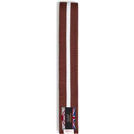 Playwell Martial Arts Cotton Striped Coloured Grading Belt - Brown Belt With White Stripe (280cm)