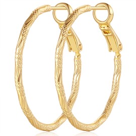 Degerde Gold Hoop Earrings for Women 14K Gold Hoop Earrings Well-cutting Gold Earrings for Women Hypoallergenic Lightweight Gold Hoop Earrings 25 mm 35 mm (25mm)