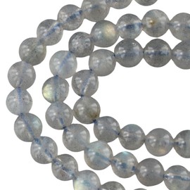 YYlingx 90 PCS Natural Gray Labradorite Gemstone Beads 4 MM Round Spacer Beads Stone Beads Loose Beads for Jewelry Making Necklaces Bracelets