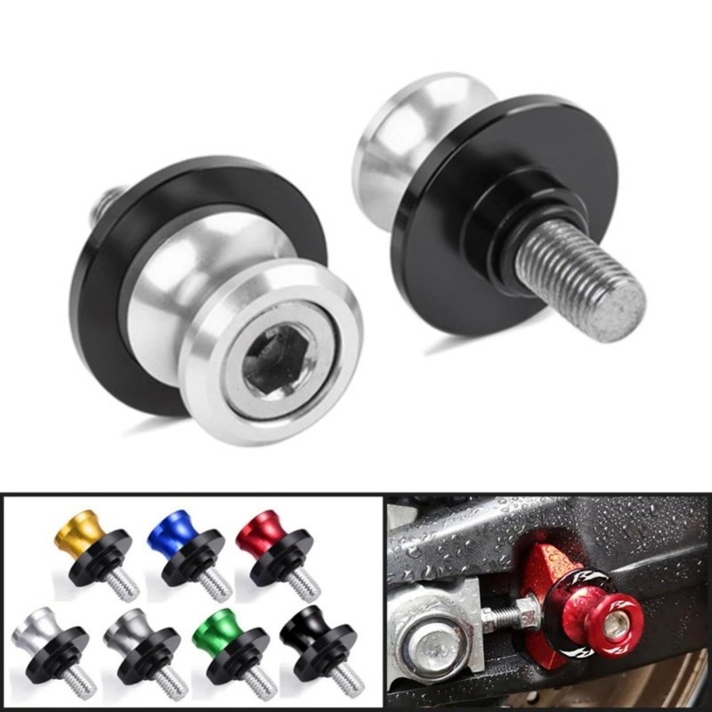 Swing Arm Spool, 2PCS 6/8/10mm Motorcycle CNC Rear Stand Swing