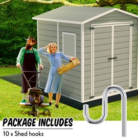 Blulu 10 Pcs 2'' Long Shed Hooks for Hanging Heavy Duty Individual Utility Hooks Universal Wall Mounted J Utility Hangers for Tools Shovels Rakes Bikes Organization