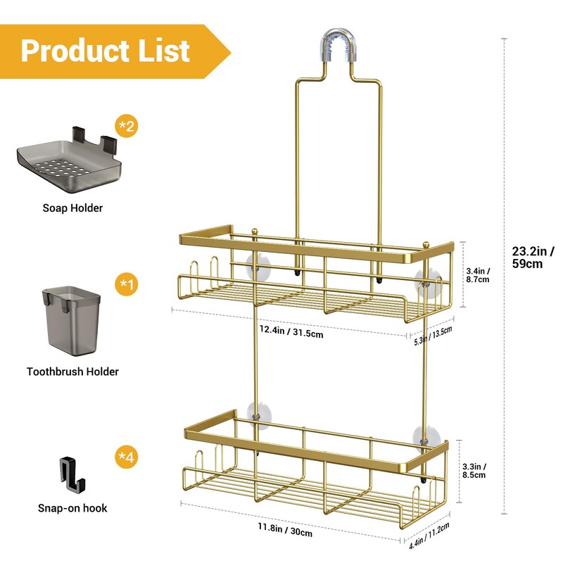 AKTECKE Shower Caddy Hanging Bathroom Organizer: Rustproof Shelf for Inside