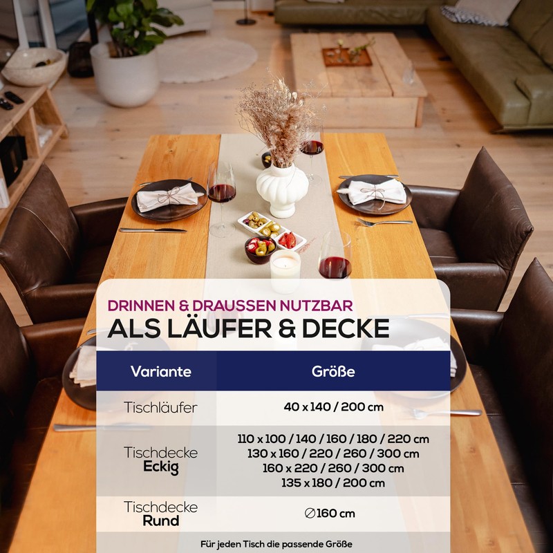 Elegant Tablecloth with Natural Linen Look, Lina Tablecloth and Table