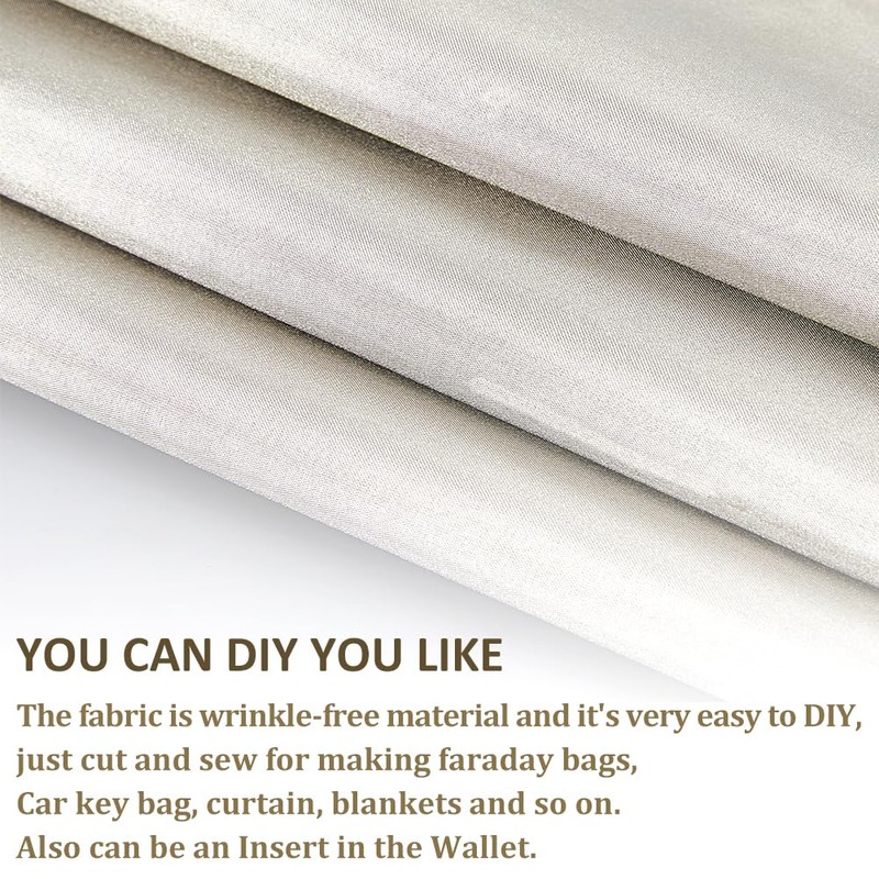 SUPERFINDINGS 6.56FT/2M Faraday Fabric Military Grade Cloth 1.1M/43.3" Wide Blanched