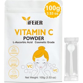 iFEiER- iFEiER Polvo de vitamina C pura para rostro y piel 100 g (3,53 oz) de grado cosmético.