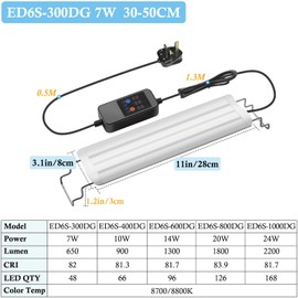 FEDOUR 30-50cm LED Aquarium Light with Timer&10-Level Brightness Adjustment, Full Spectrum Fish Tank Light for Plant Growth, Auto 24/7 Daylight Cycle, Extendable Brackets, for Freshwater Planted Tank