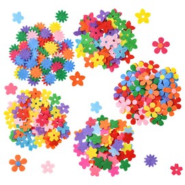 SUNNYCLUE 300Pcs 5 Styles Floral Embellishment Felt Flower Random Mixed Colorful Non Woven Fabric Flowers Shape Handmade Ornaments for DIY Crafting Sewing Clothes Bags Hats Decorations Accessories