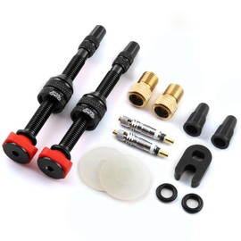 MUQZI Tubeless Valve 60 mm French Valve Presta Valve Stem with Value Core Remover Tool and Valve Stem Caps Suitable for Most Tubeless Bicycle Rims, Black (60 mm)