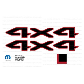 Decal Mods 4x4 Bedside Graphic Decals/Stickers fits Jeep Wrangler/Gladiator JL/JT (2019-2024) Black w/red Outline FBRO (Set of 2) | FJ1G2