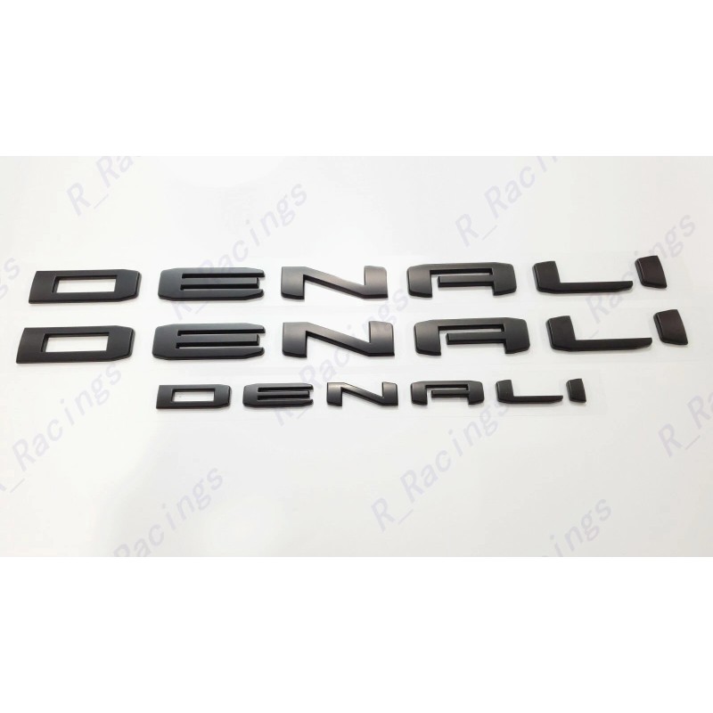GMC 3pc Matte Black Door Rear DENALI Emblems Letters 2021-2023