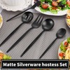 VANVRO Matte Black Serving Silverware Set, 5-Piece Round Shared Utensils