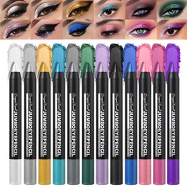 Mrettick 12 Farben Lidschatten Schimmer Stick, 2024 Neuer Lidschattenstift Wasserdichter Glitzer Lidschatten Eyeliner Stift, Wasserdichter Lidschatten Schimmer Stick Langlebiger Lidschattenstift