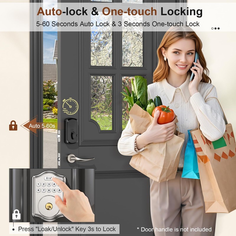 52HZ Keyless Entry Door Lock with Code, Electronic Keypad Deadbolt