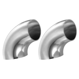 PATIKIL 1-1/4 Inch OD 304 Stainless Steel Butt, 2 Pack 90 Degree Elbow Pipe Fitting Bend Welding Sweat Solder Connection for Stair Handrail