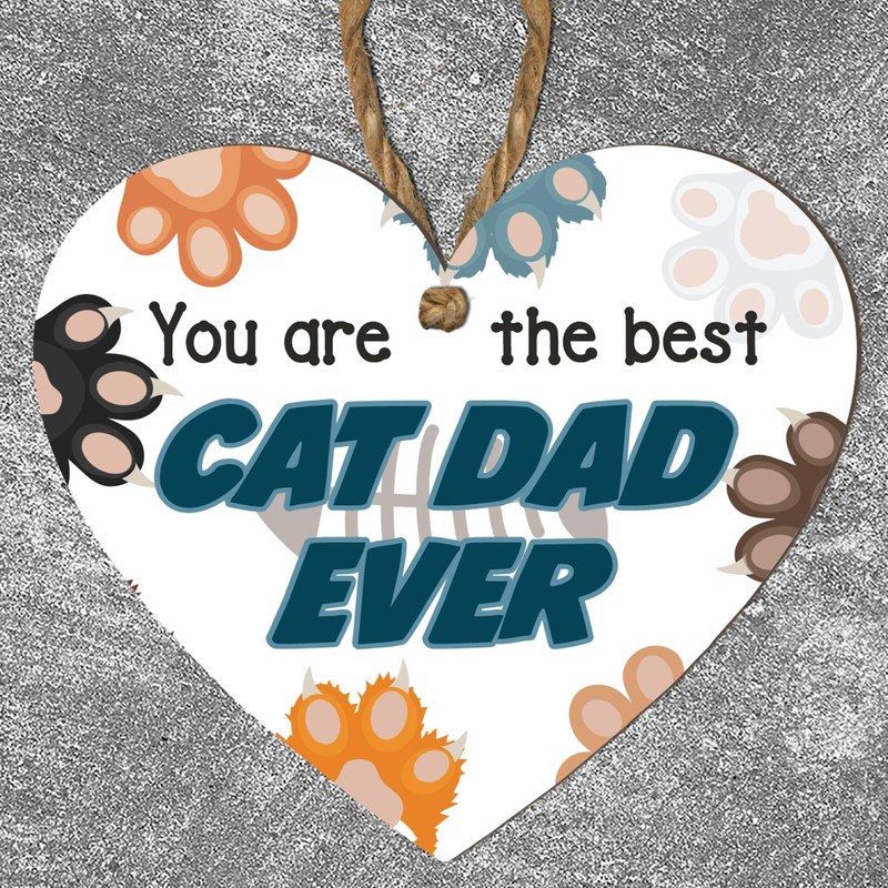 Best Cat Dad Ever - Heartwarming & Colourful Wooden Heart