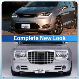 Heavy Duty Front License Plate Frame Compatible with 2015-up Chrysler 300 LCI, No Drill Grille Mount, Anti-Theft License Plate Holders Bracket, Rust-Proof, Rattle Proof Car Accessories