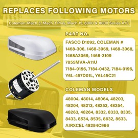 PIRIPARA D1092 RV Air Conditioner Motor with Capacitor, Direct Replacement for Coleman Mach RV AC Fan Motor, Replaces Fasco D1092 1468-3069, 1/3 HP, 115V, 1675 RPM