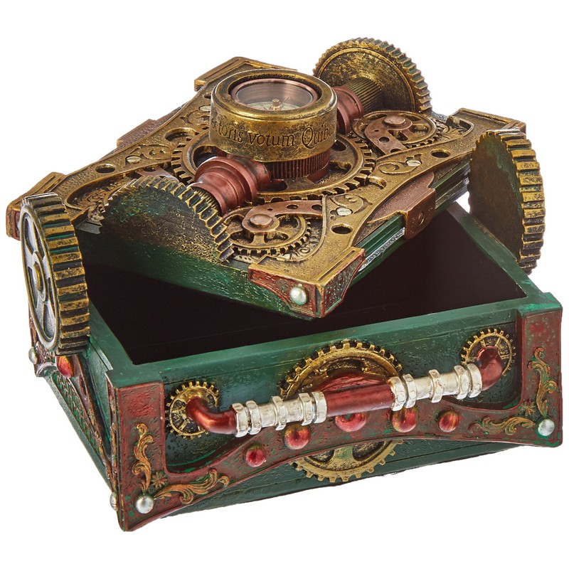 Pacific Trading Steampunk Trinket/Jewelry Box Steam Punk W/Compass