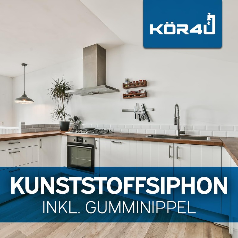 kör4u Plastic Siphon, 1 1/2 Inch x 40/50 mm, Pipe